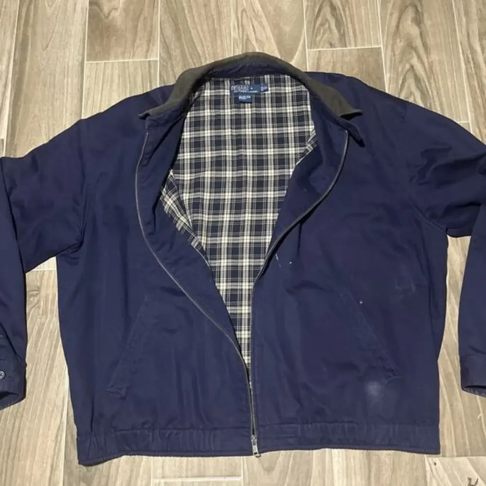 Polo By Ralph Lauren Mens Size 2XL Navy Bomber Jacket Corduroy Collar Cotton‎ - Picture 9 of 13